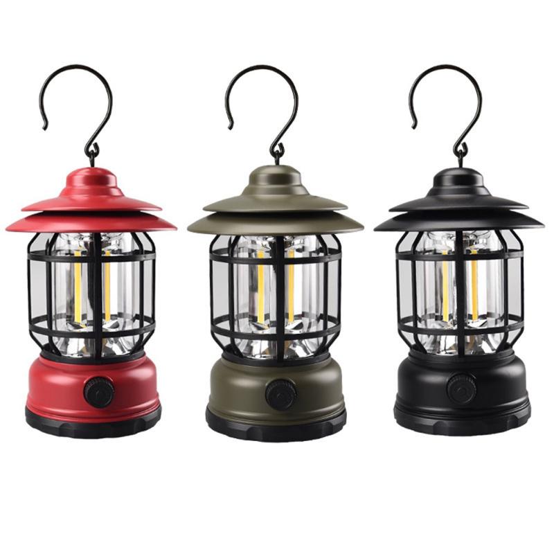 Outdoor Cob Camping Light Multifunctional Retro Portable Led Hanging Emergency Lamp Tent Light