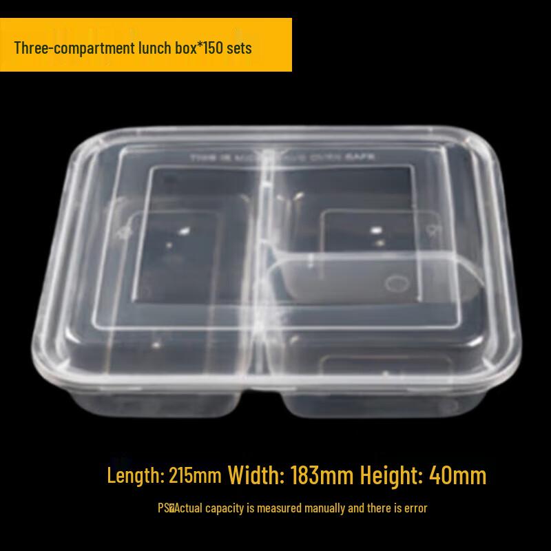 Disposable 3-Compartment Plastic Meal Prep Containers with Lids