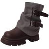 Short boots 2026 autumn/winter fashion retro mid length boots British style color blocked women's boots
