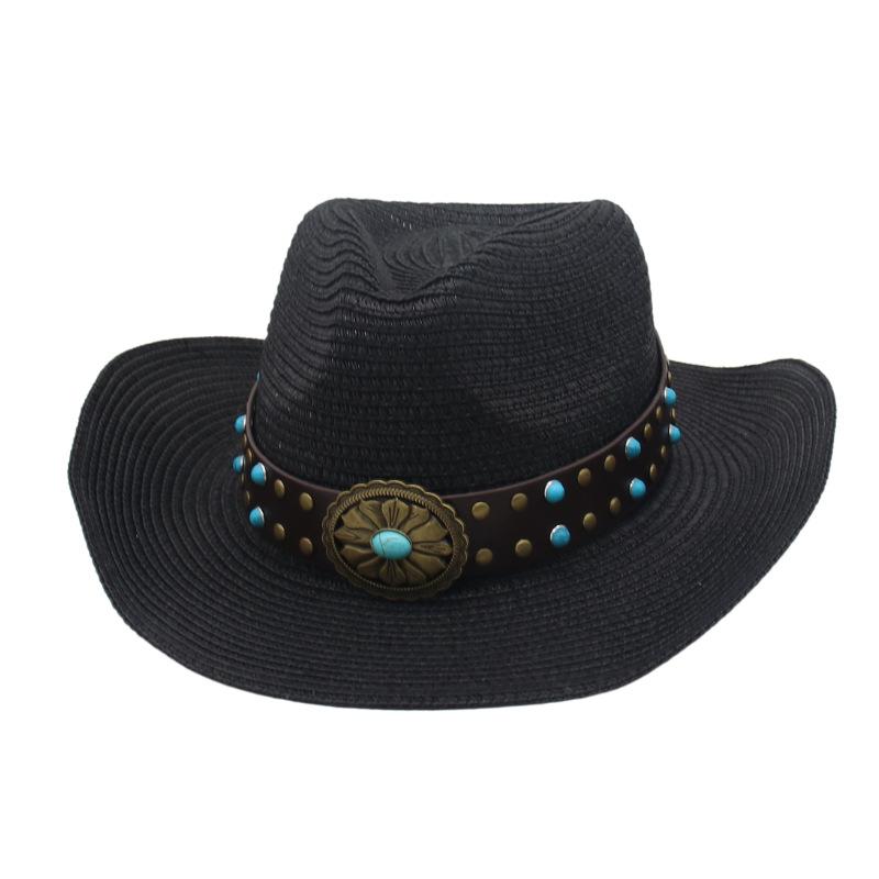 Color summer sunscreen straw hat jazz hat European and American western new fashion outdoor sunshade sunscreen denim