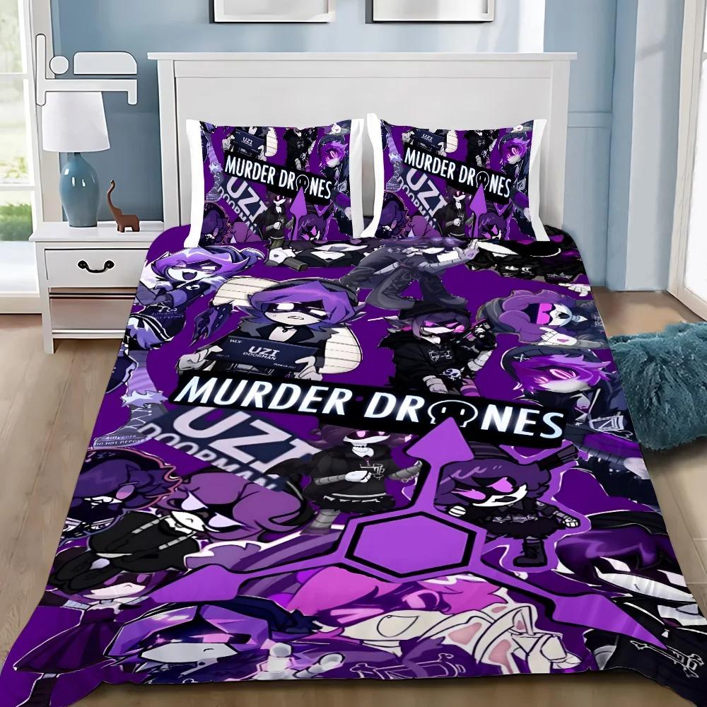 3D Print M-Murder D-Drones Bedding Set 3Pcs Bedroom Single Double Size Duvet Cover Pillowcase for Adult Boys Girls