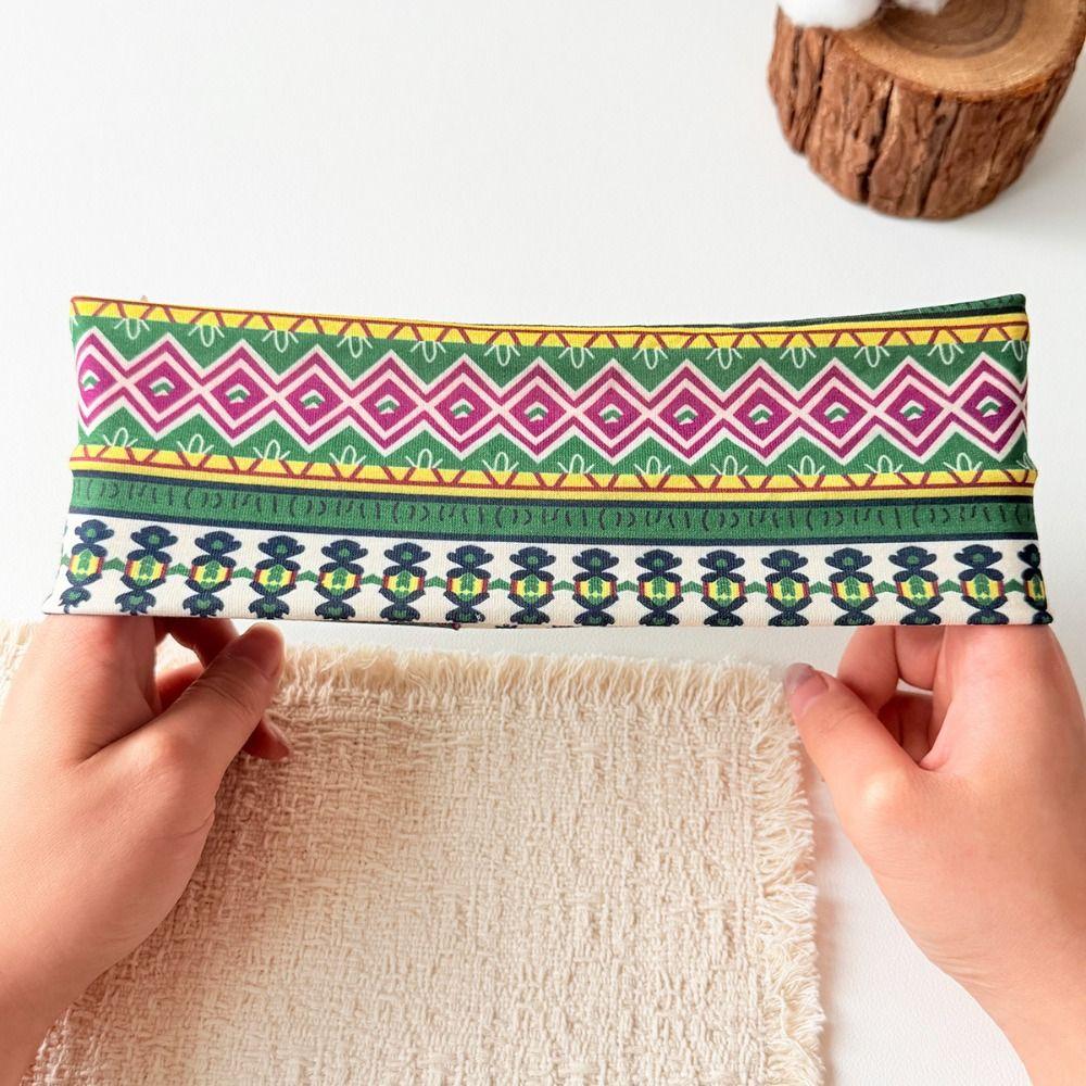 Ethnic Print Makeup Headband Sweat-absorbent Sport Hairband Durable Women's Hairband Daily Use