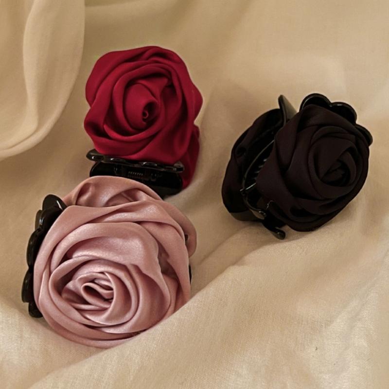 Non-Slip Satin Hair Claw Cute Ponytail Catch Strong Hold Princess Hairpin