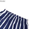 ZANZEA Women Short Sleeve Blouse and Pants Casual Stripe Print Two Piece Suit Sets