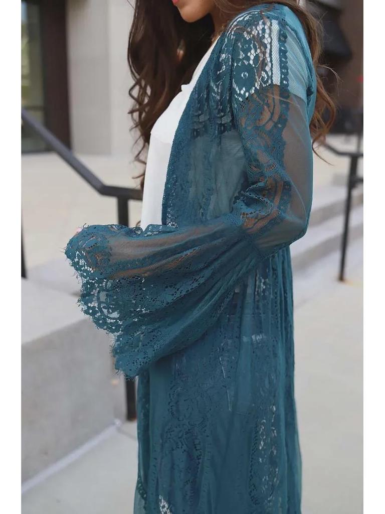 Lace Beach Cardigan: Cross-border Bikini Cover-Up and Seaside Swimsuit Sunscreen Jacket for Beach Vacations.