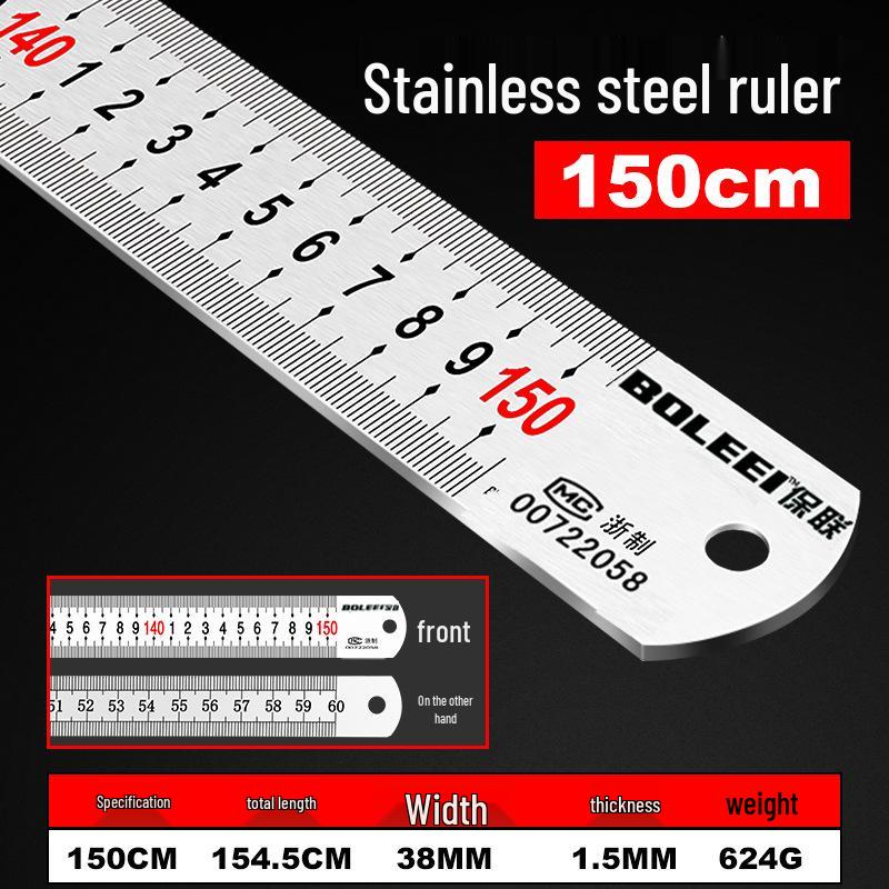 Hochpräziser Edelstahl-Lineal - Längen 15cm/30cm/50cm, Verdicktes Eisen, 1 Meter lang.