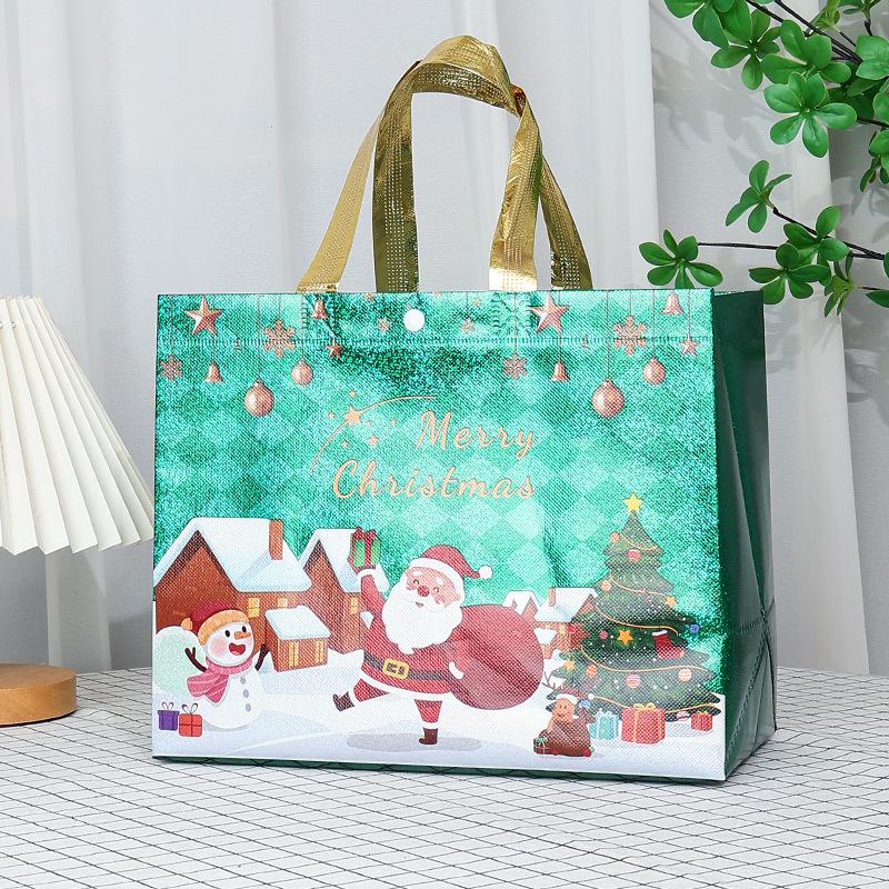 

1 Pcs Red Wine Bottle Gift Champagne Pouch Merry Christmas Wine Bags Glittering Non Woven Insulated Wine Bags For Christmas Party A5