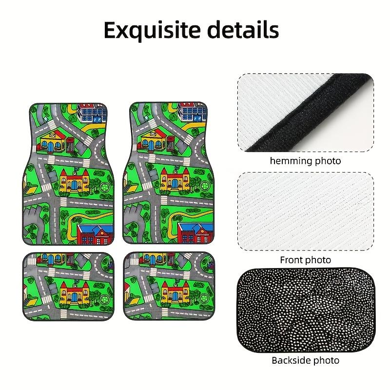 90s Vintage Racing Track Anti-Slip Mat - Durable All-Weather Car Floor Mat, Suitable for Cars, SUVs, Sedans - Vibrant Neon Cityscape Design