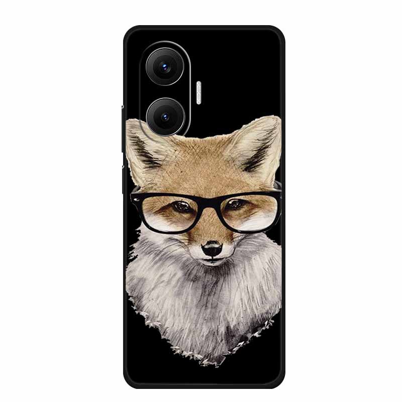 Black Silicone Case For Redmi Turbo 4 Pro A5 4G Case Cartoon Cat Soft Back Cover For Xiaomi Poco X7 Pro C71 Poco M7 4G Plus Case