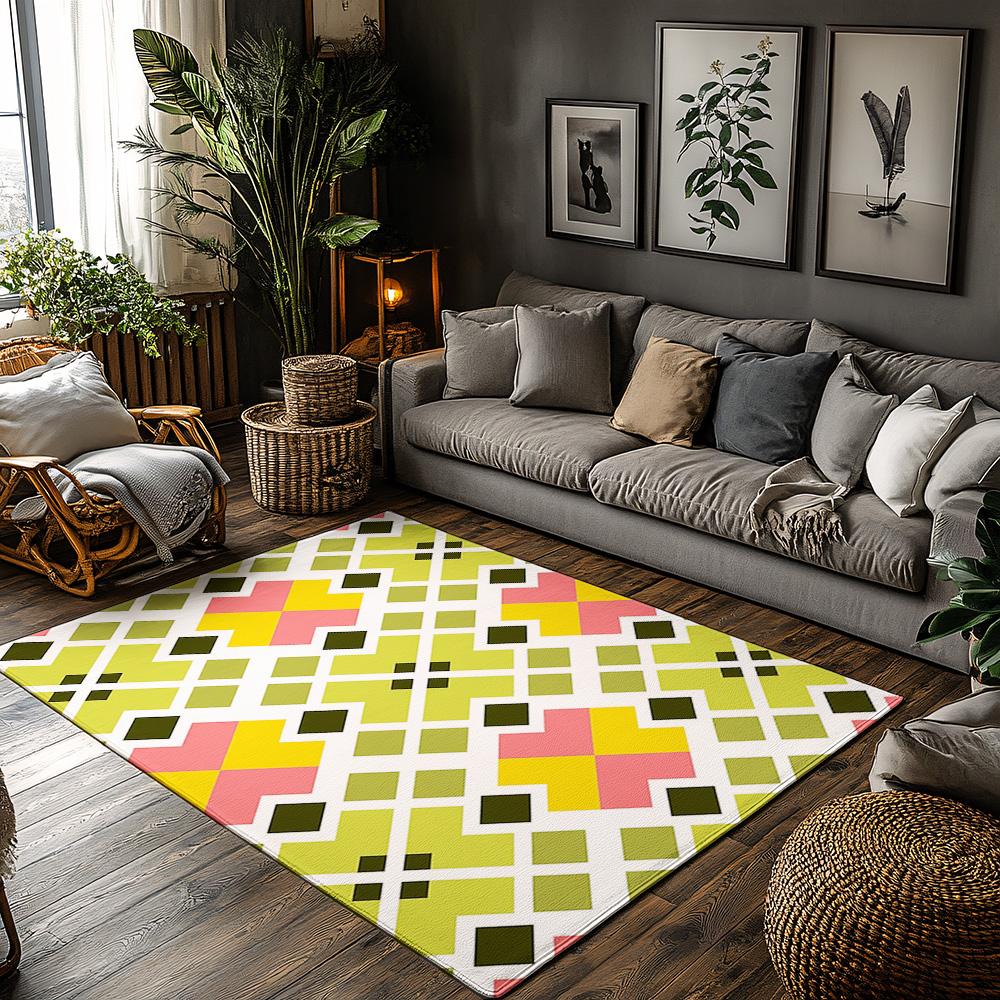 

Cozy Shag Rug Non Slip Indoor Outdoor Area Rugs Modern Geometric Carpet Living Room Bedroom Floor Mats Home Decor Gift 50x80cm