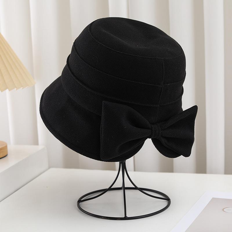 

Шляпа-ведро с разрезом сзади и бантом, женская, осенне-зимняя, новая, солнцезащитная шляпа-ведро, элегантная, с универсальной простой шляпой Adjustable [head circumference 55-58CM]