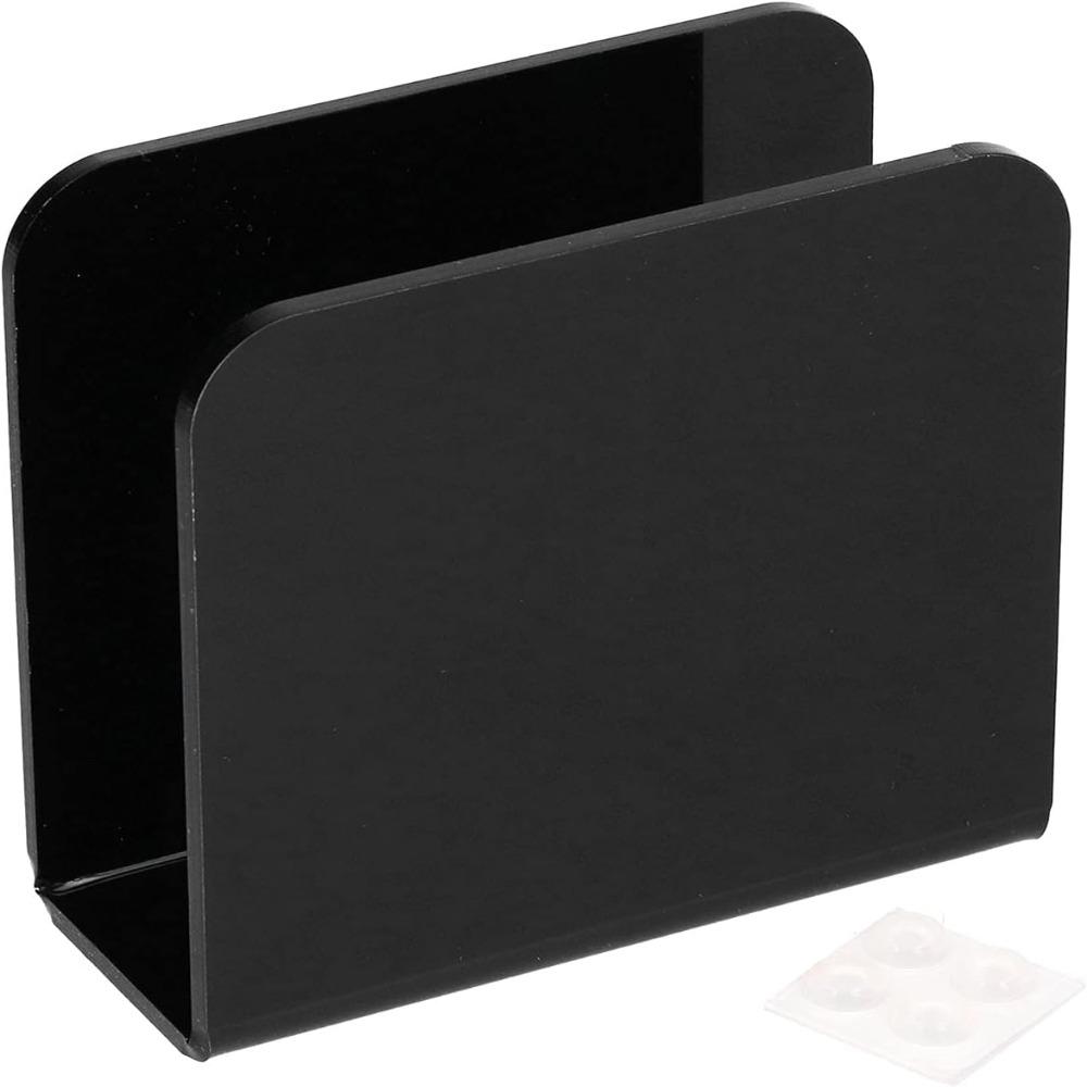 Black Upright Holder 5.1*5.1*2.2in Kitchen Rack Napkin Holder  For Cloth & Paper Napkins