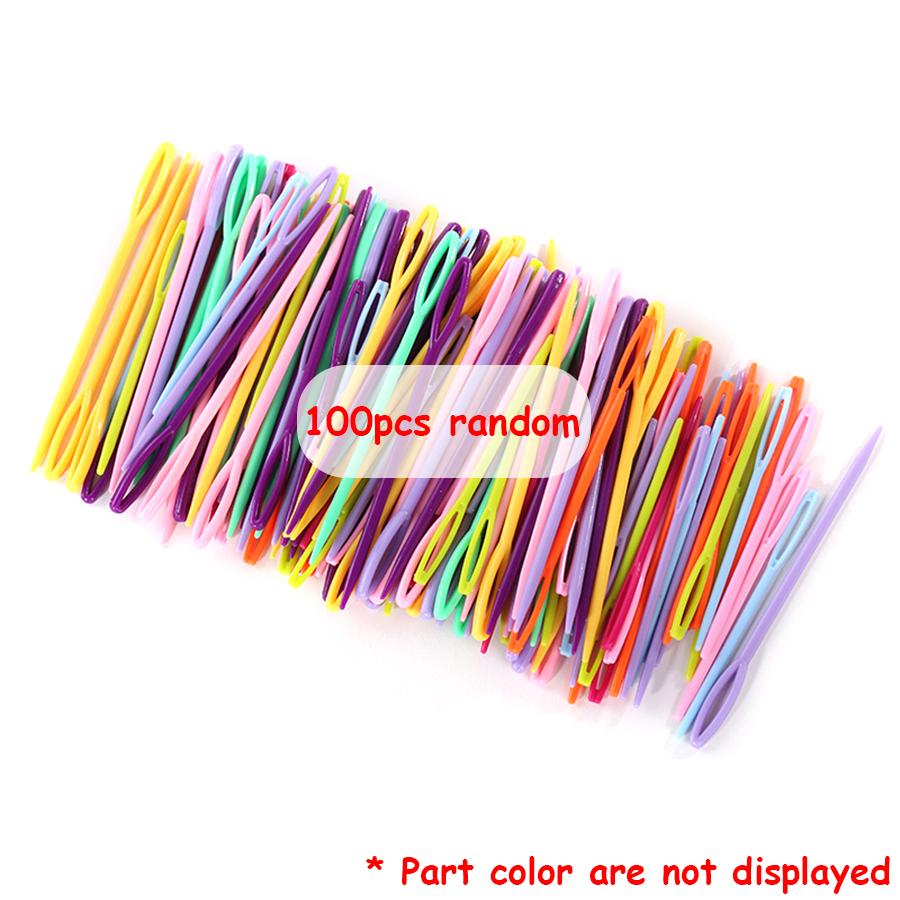 

100/200pcs 7cm Plastic Sweater Needle Knitting Crochet Safety Yarn Sewing Knitting Tools Household Color Sewing Needle