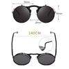 Flip Sun Glasses Steampunk Fold Men and Women Double Lens Clear Alloy Frame Eyewear Eyeglasses Shade UV400 Sunglasses