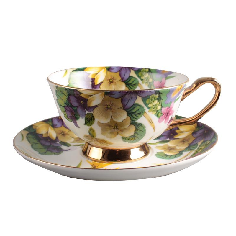 Keramické květinové šálky na kávu, talíře, odpolední čajové šálky