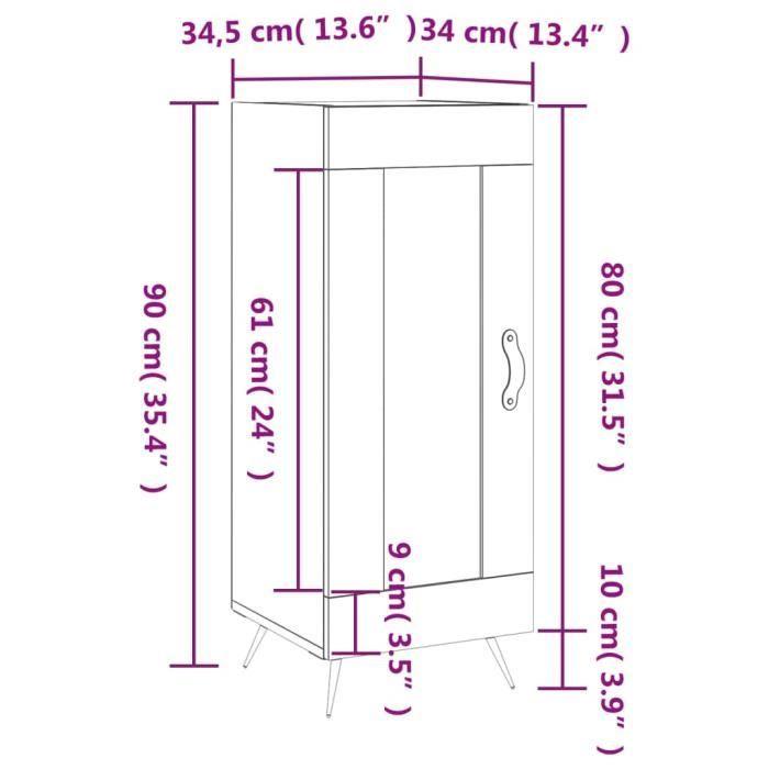 VidaXL Buffet Blanc brillant 34,5x34x90 cm Bois d'ingénierie 830414