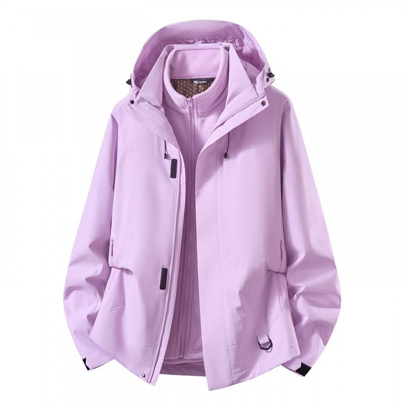 Men Women 3-in-1 Waterproof Windproof Hiking Jacket With Fleece Liner Outdoor Trekking Camping Rainy Weather