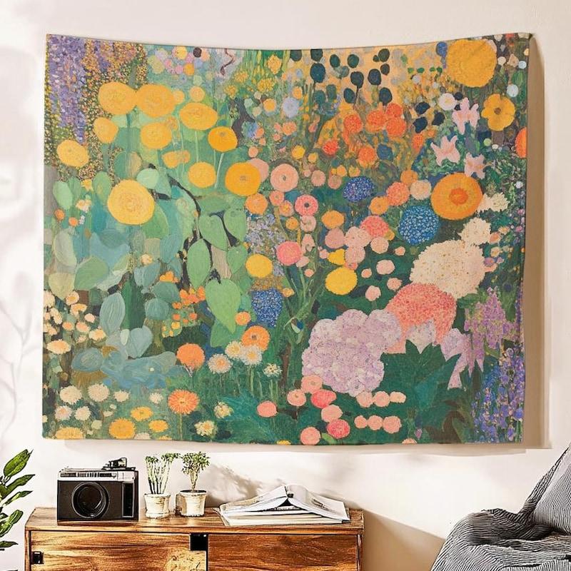 Botanical Garden Tapestry inspired by Gustav Klimt 75x100 чёрный