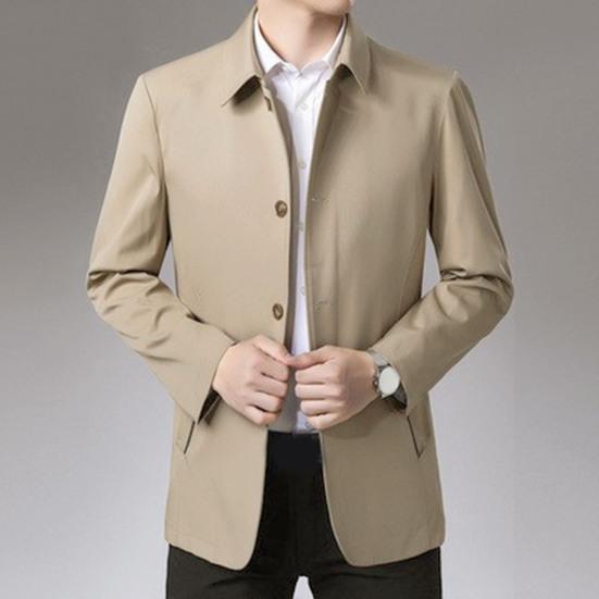 Jaqueta masculina primavera outono manga longa gola virada para baixo único breasted cor sólida blazer de negócios terno casaco casual