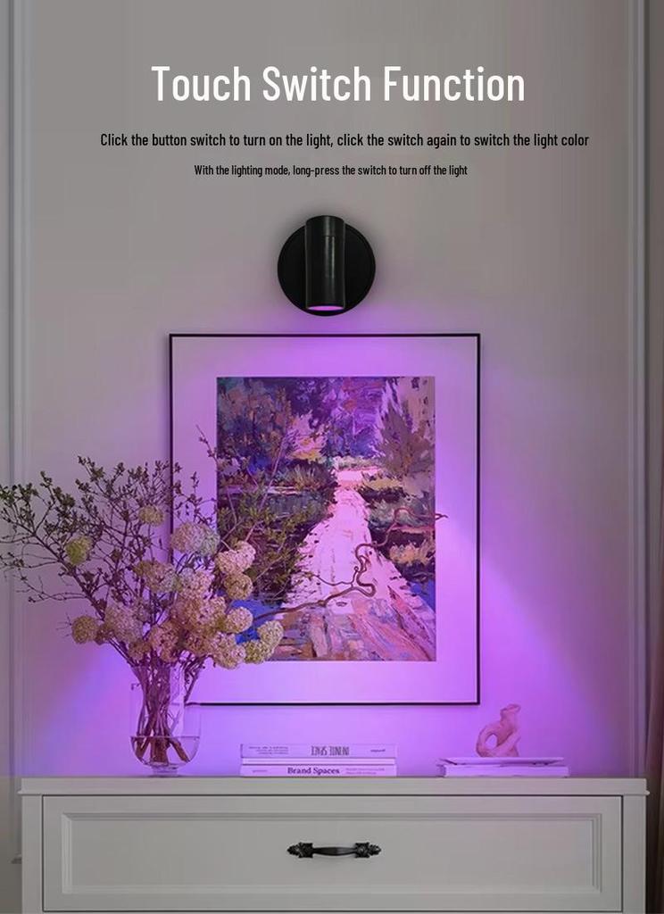 Magnetic COB USB Wall Light: Wireless Charger, LED Spot & Downlight for Bedroom & Paintings