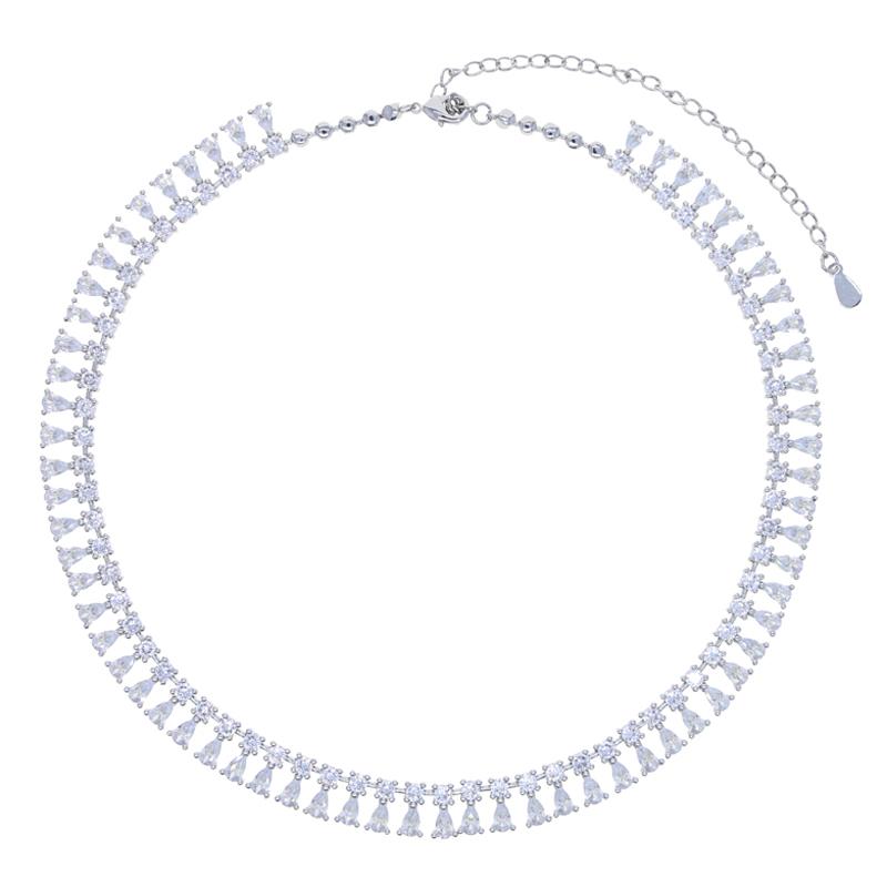 High Quality Iced Out Bling Sparking Clear Cubic Zirconia CZ Paved Star Starburst Charm Choker Necklace For Women