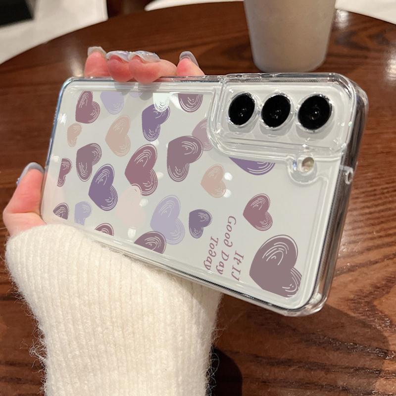Romantic Love Clear Case For Samsung Galaxy S25 S24 S23 S22 Ultra Plus S24 FE A15 A14 A55 A54 A36 A26 A16 A52 A35 5G Soft Cover