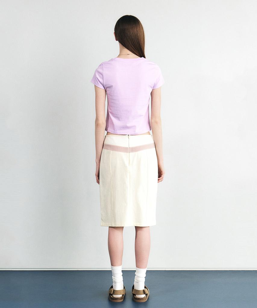 Sillot Block Jersey Midi Skirt (Ivory)