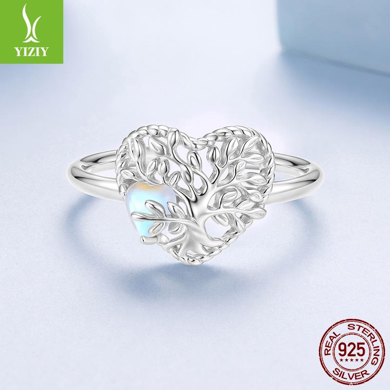 

Кольцо открытое Дерево жизни с лунным камнем, роскошное премиальное ювелирное изделие из стерлингового серебра S925 Opening adjustable