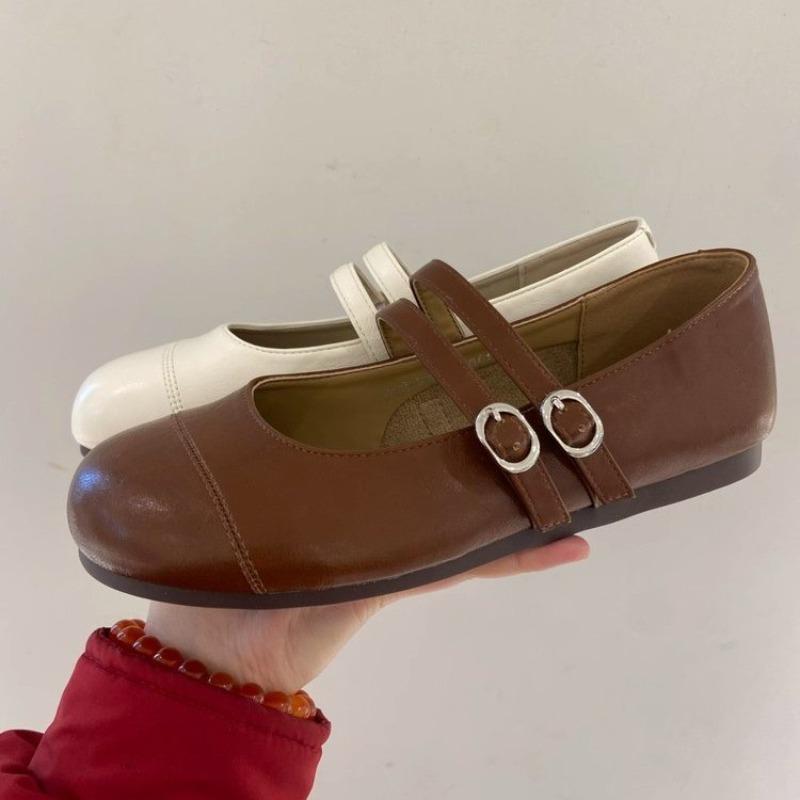 Fashion New Round Toe Shoes for Women Gothic White Mary Jane Flats Ladies Summer Footwear Moccasins Black Luxury Style Zapatos Mujer