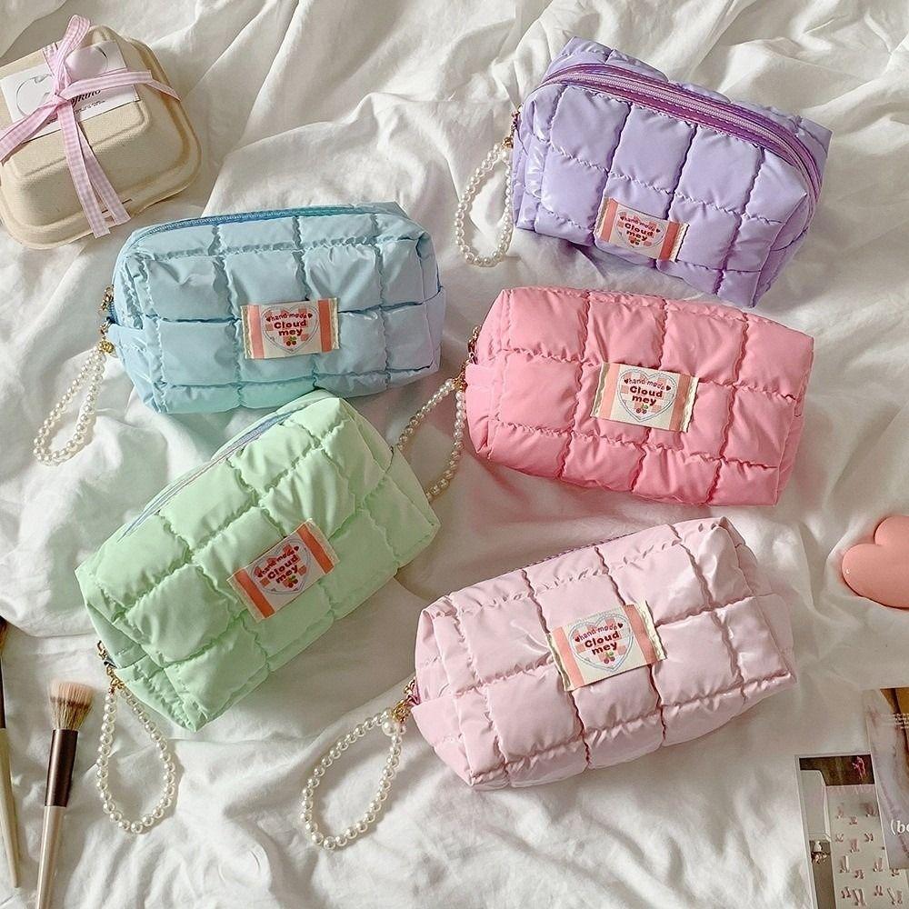 Quilted Storage Bag Korean Style Stationery Bag Pen Bag Pencil Pouch Korean Pencil Case Office