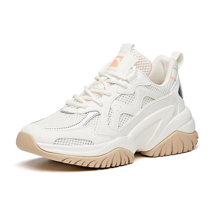 Anta Mesh, Synthetic Leather Cushioning Slip Resistant Abrasion Resistant Lightweight Low Top Chunky Sneakers Women's 922027033-2