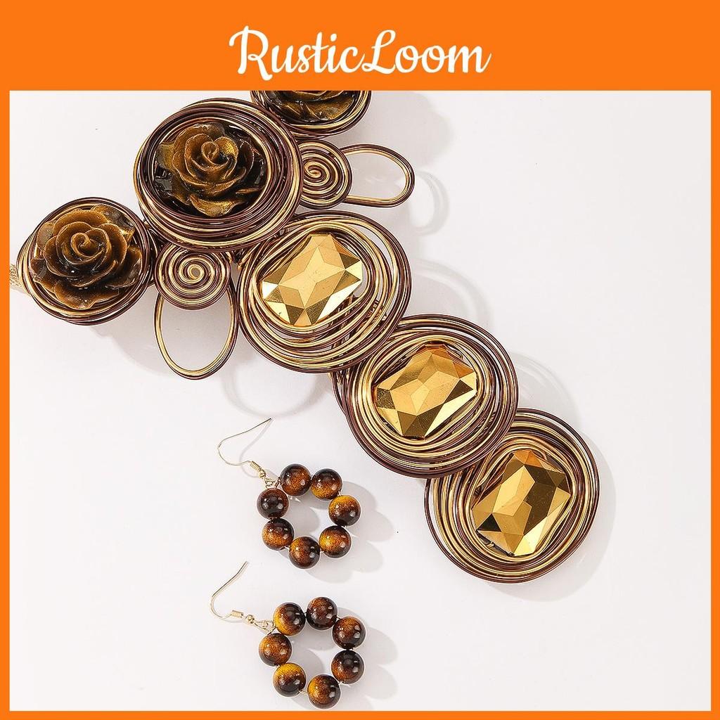 Jewelry European Style Set With Crystals And Resin Flower Accents For Women Men And
