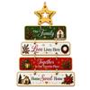 Christmas Wooden Hanging Sign Ornament, Tree-Shaped Layered Plaque with Star Top, Our Family Love Lives Here Home Sweet Home Rustic Wall Pendant