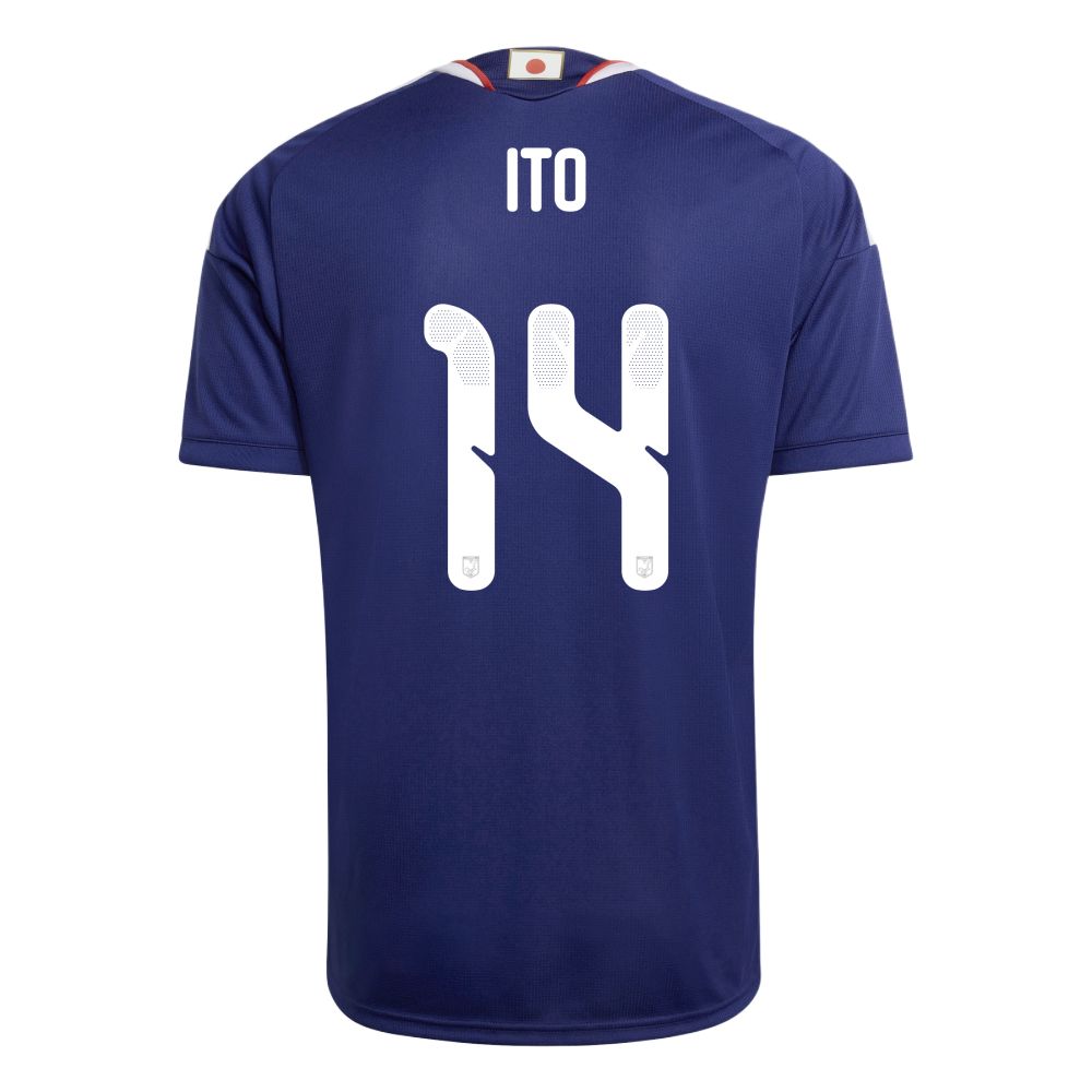 adidas 2026 Giappone Squadra Nazionale Junya Ito 14 Casa a Strisce Slim Fit Scollo a V Manica Corta Maglia da Calcio Edizione Fan Unisex KD3345-14