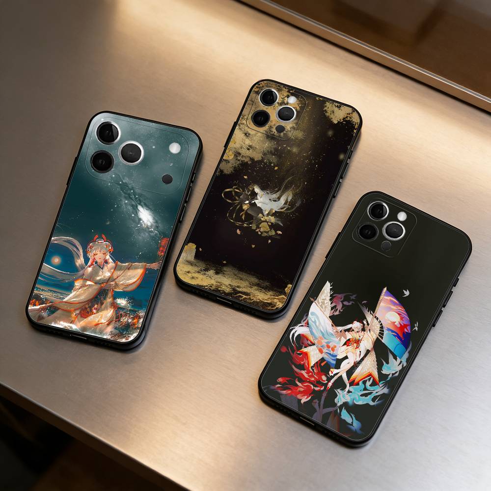 Cool O-Onmyoji Game Phone Case For iPhone 17,16,15,14,13,12,11 Plus,Pro Max,Soft Silicone Black Cover
