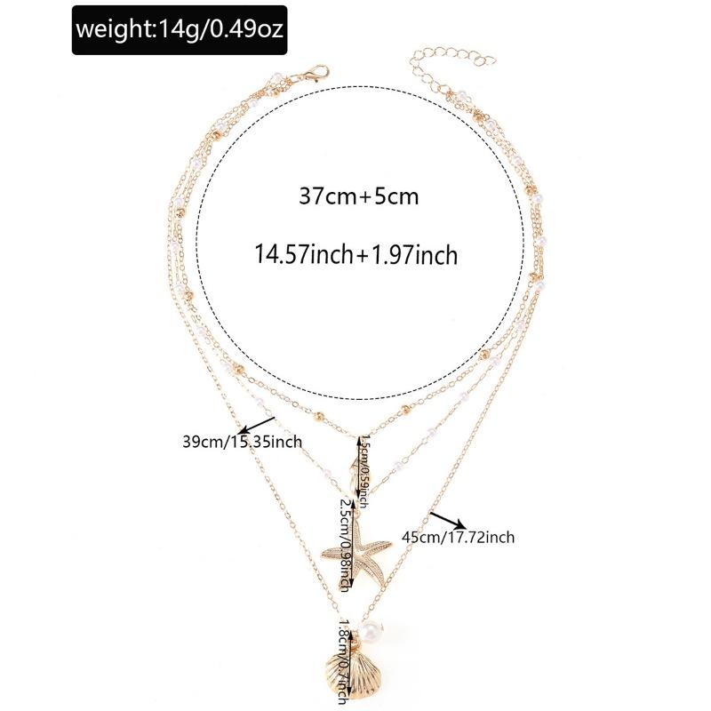 Niche Ocean Series Starfish Shell Conch Pendant Necklace Women's Summer Vacation Style Jewelry