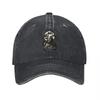 Skull And Snake Embroidered Washed Cotton Baseball Cap Classic Unisex Design Black Canvas Hat With Vintage Style Detailing