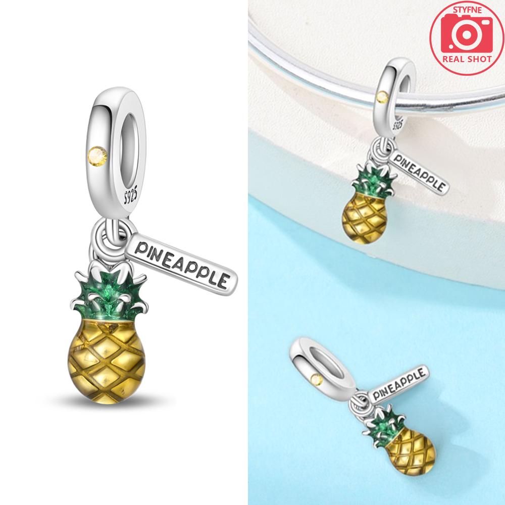 Original Pineapple Red Watermelon Strawberry Pendant Copper Bead Fit Women Bracelet Diy Girl Jewelry Valentine Gift