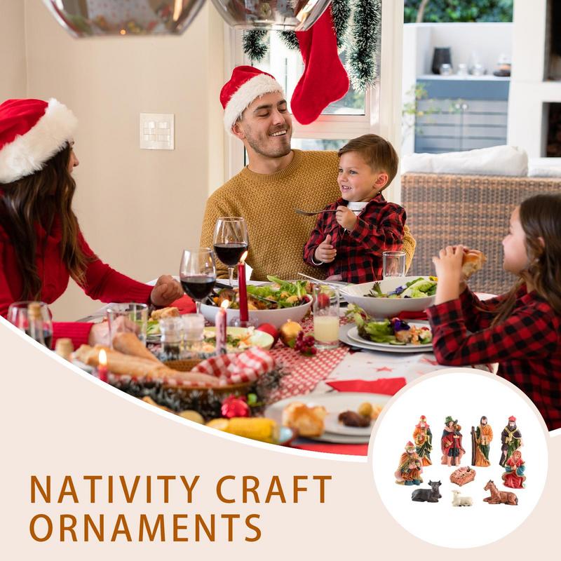 Miniature Nativity Figures Nativity Scene Christmas Figurine Miniature Religious Resin Figurine Set for Home Shelf Windowsill CN