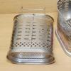 Rustfrit Stål Redskabsholder Til Køkkenbord, 2 Rum Bestik Organizer Med Kroge, Opvaskemaskine Sikker Bestik Tørring