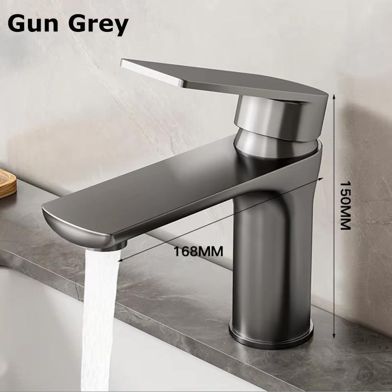 Stainless Steel Bathroom Faucet Hot Cold Water Basin Mixer Sink for Household Washbasin with Cabinet