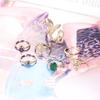 European & American Style 7-Piece Green Gemstone Opal Imitation Diamond Snake Knuckle Ring Set