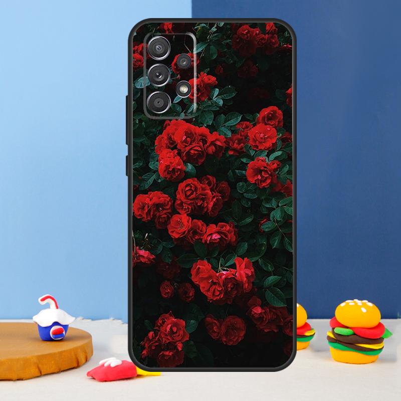 Red Rose Flower Case For Samsung Galaxy A53 A33 A13 A34 A54 A14 A35 A55 A15 A56 A36 A26 A16 A06 A22 A32 A52