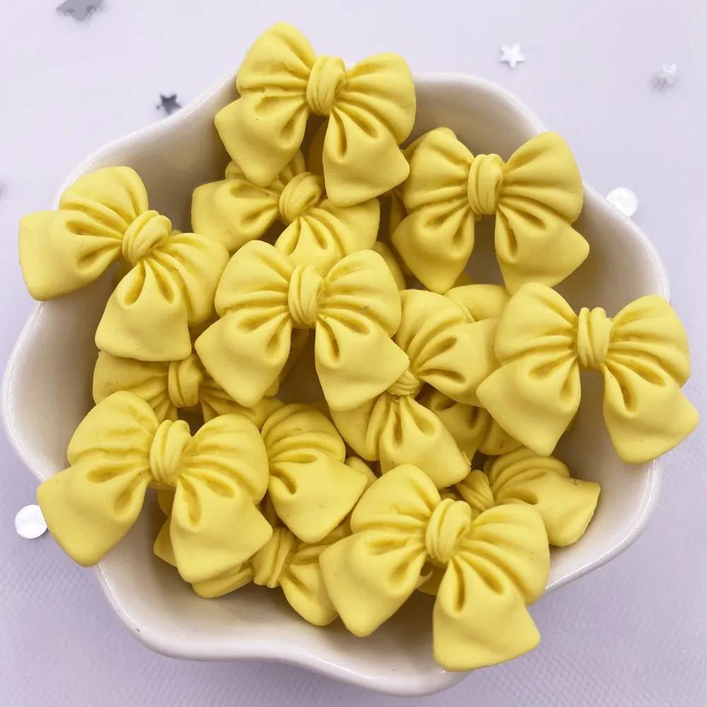 20PCS Resin Kawaii Colorful Painted Cartoon Bowknot Flatback Stone Figurine Scrapbook DIY Decor Home Accessories Crafts M201