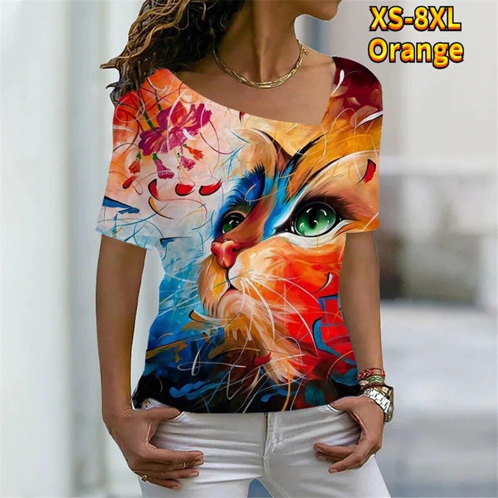 Женская футболка с цифровым 3D принтом «Милый кот» — фото 9