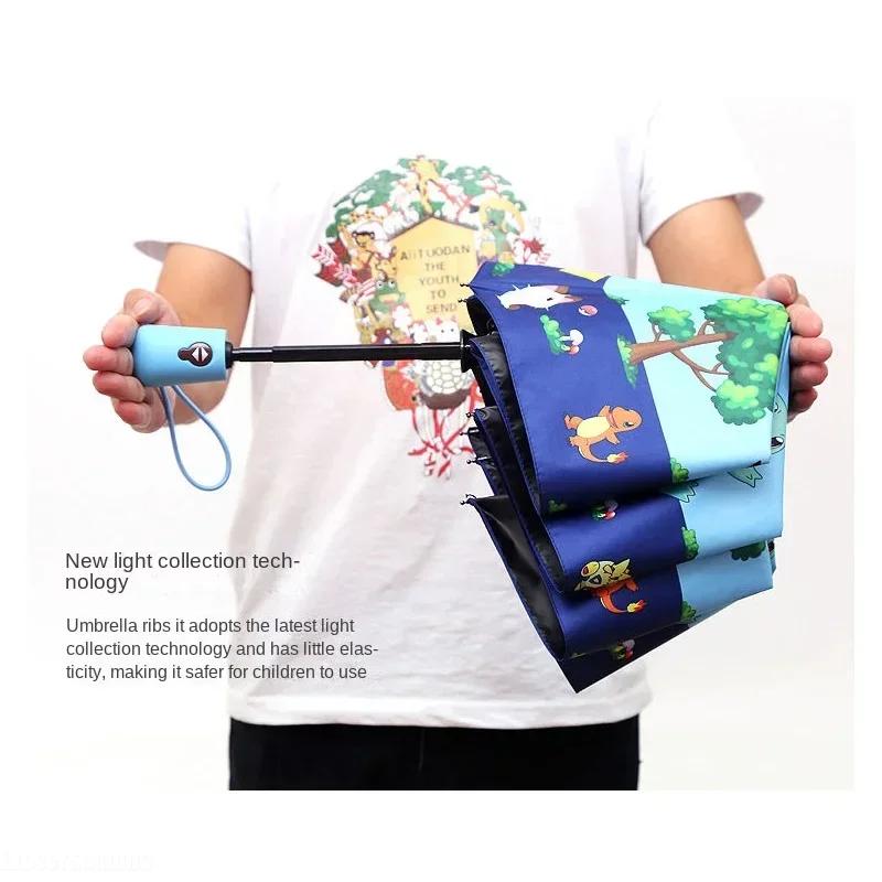 Kids Folding Umbrella Automatic Open Cartoon UV Protection Umbrella Compact Windproof for Girls Boys Women Travel