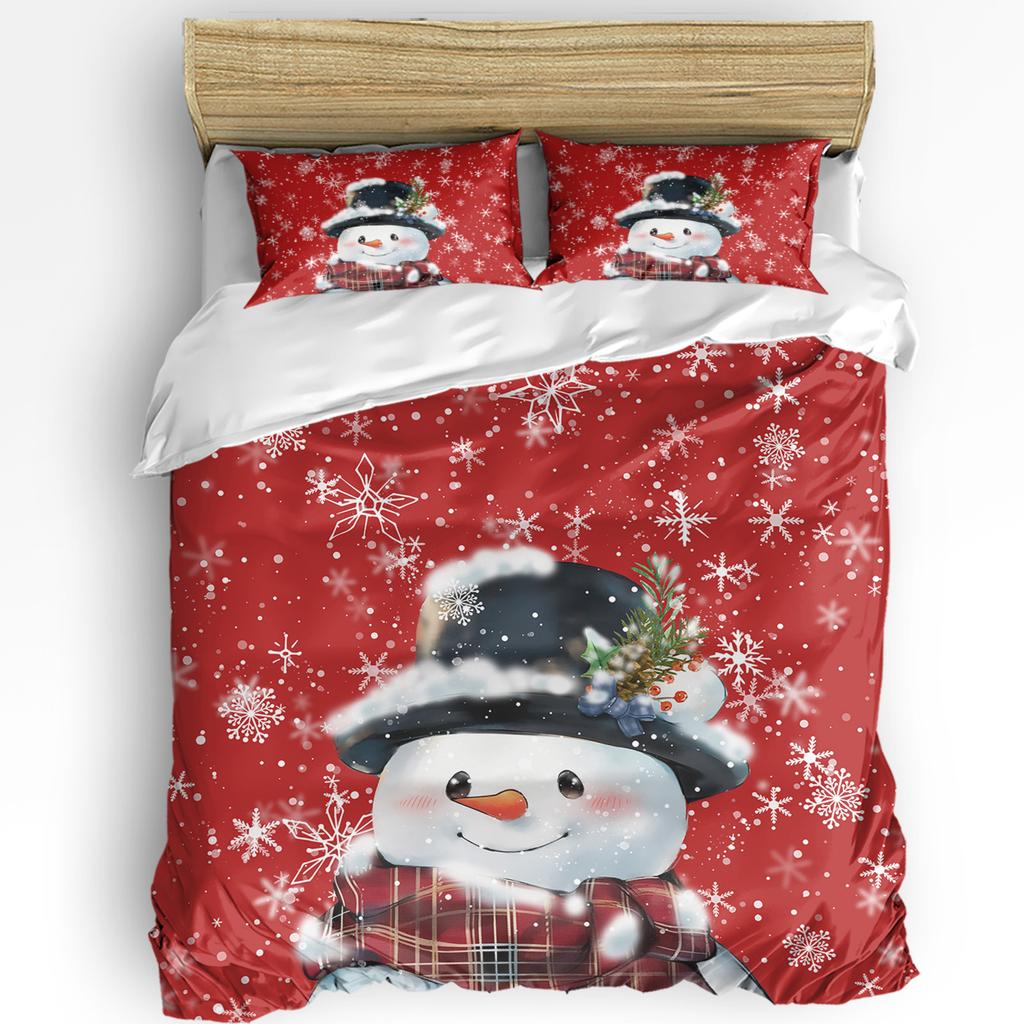 Christmas Snowman Truck Pinecone 3pcs Bedding Set For Double Bed Home Textile Duvet Cover Quilt Cover Pillowcase