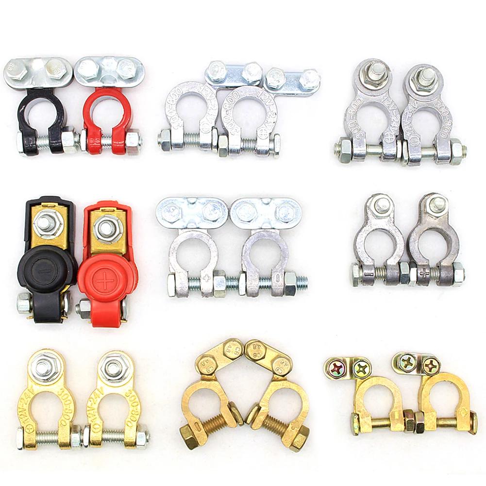 1Pair Car Battery Terminal Clamps Adjustable Conductive Caps Heavy Duty Stud Type Cable Positive Negative Motorcycle Boat Car