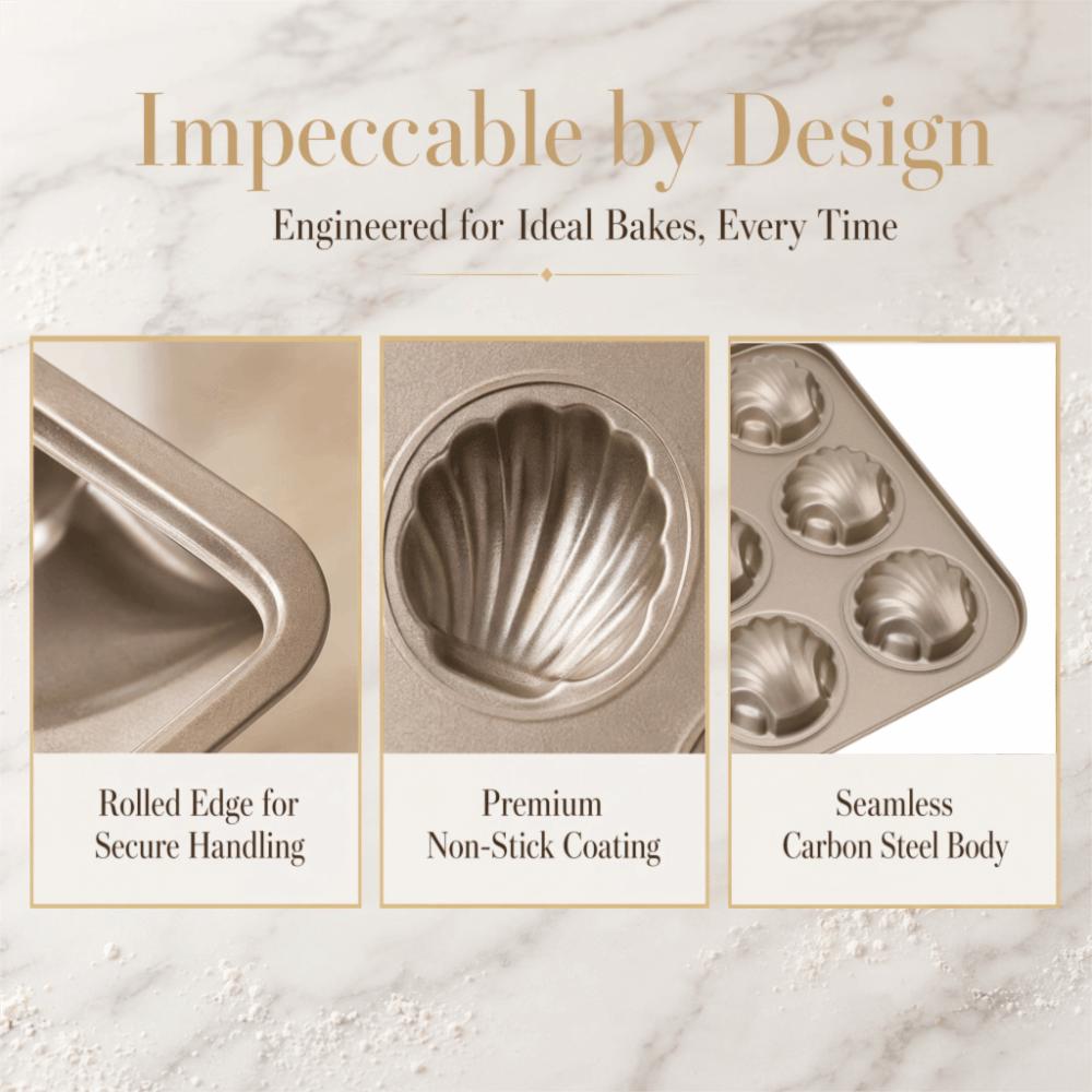 Heat Resistant Baking Mold 12 Cavity Madeleine Mold Cake Pan Durable Shell Shaped Mold  Oven Baking