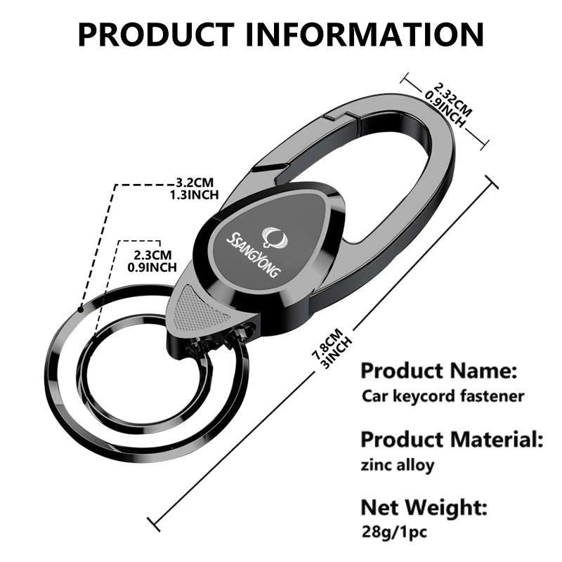 Luxury Car Logo Keyring Anti-Lost Keychain Emblem Key Ring For SsangYong Musso Rexton Torres Kyron Actyon Tivoli Rodius Chairman